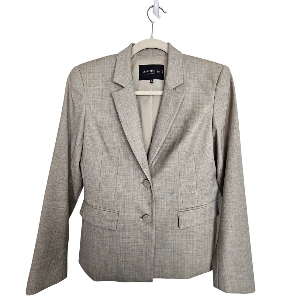 Lafayette 148 New York Light Gray Tailored Two-Button Blazer